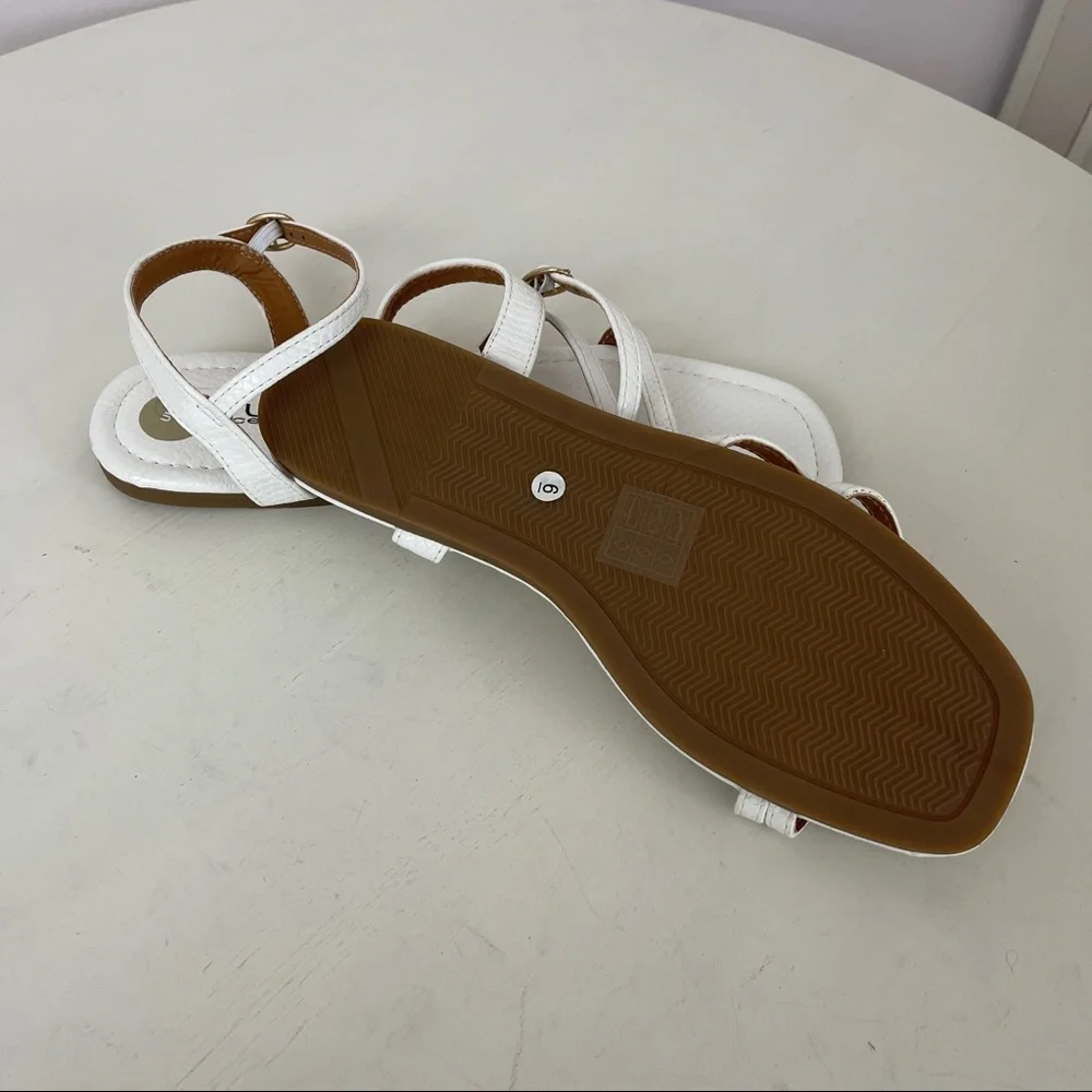 Women white strappy sandals